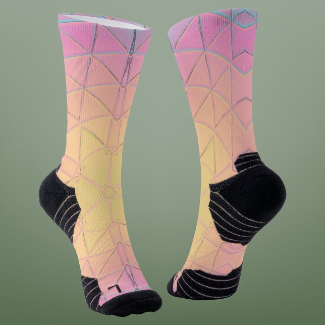 Chaussette Mosaic Mandala jaune rose et bleu (Créateur téléchargé)