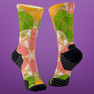 Chaussette Mosaic Mandala Orange vert et rose