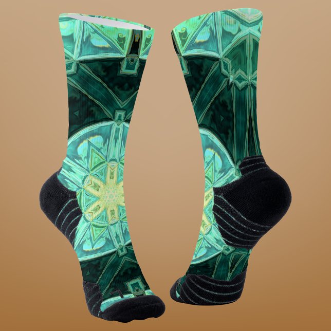 Chaussette Mosaic Mandala Turquoise et jaune (Créateur téléchargé)