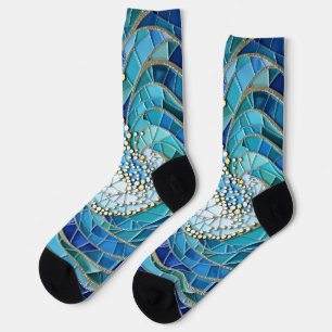 Chaussette Mosaïque Mer de Vagues Art