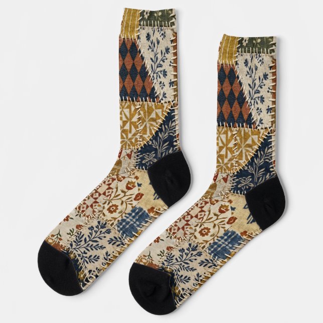 Chaussette Mosaïque textile de style vintage. (Gauche)