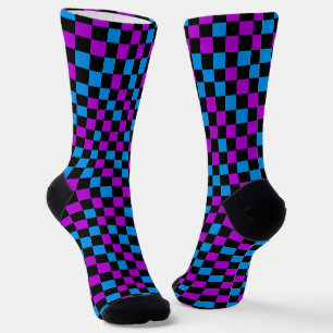 Chaussette Motif à carreaux bleu violet et noir