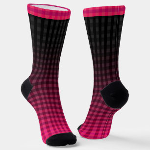 Chaussette Motif à carreaux dégradé rouge et noir 