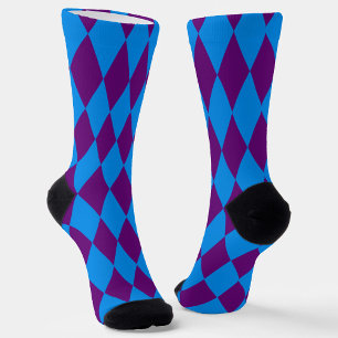 Chaussette Motif à carreaux Harlequin bleu violet