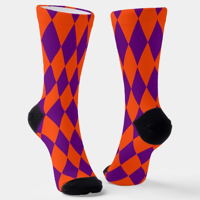 Chaussette Motif à carreaux Harlequin orange et violet  (Créateur téléchargé)