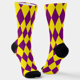 Chaussette Motif à carreaux Harlequin violet et jaune