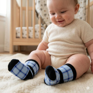 Chaussette Motif à carreaux simple de style rustique bleu