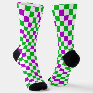 Chaussette Motif à carreaux violet blanc vert