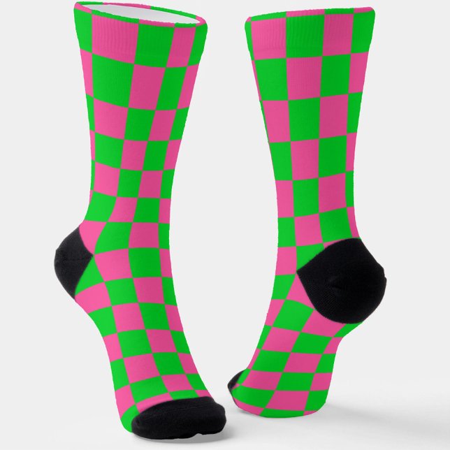 Chaussette Motif À damiers chèque rose vert (Créateur téléchargé)