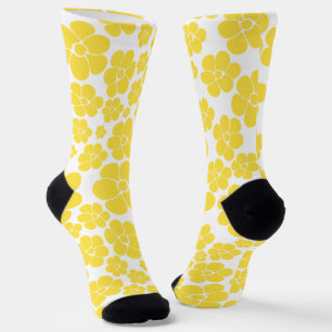 Chaussette Motif à fleurs - Citron jaune et blanc