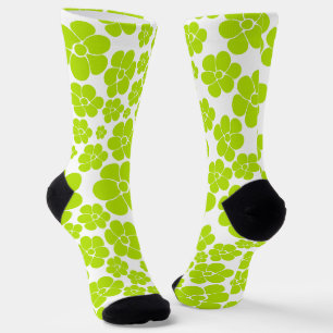Chaussette Motif à fleurs en vert et blanc citron