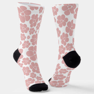 Chaussette Motif à fleurs - rose et blanc