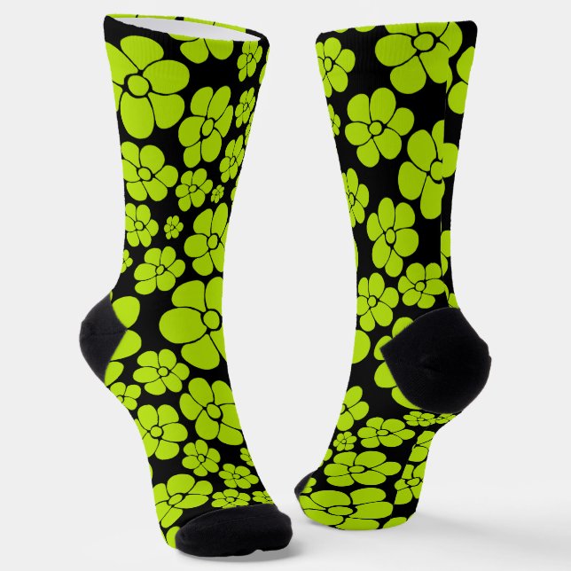 Chaussette Motif à fleurs - Vert citron (Angulaire)
