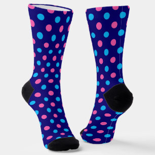 Chaussette Motif à pois bleu marine rose cyan