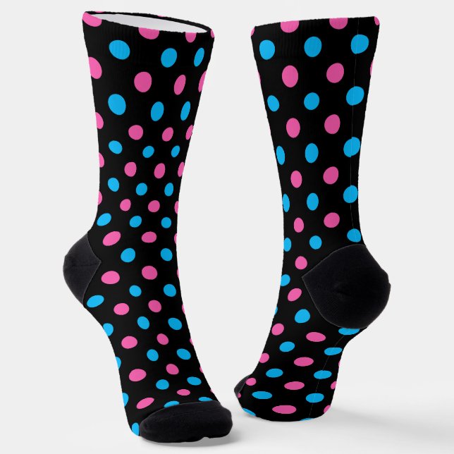 Chaussette Motif à pois bleu noir rose (Angulaire)