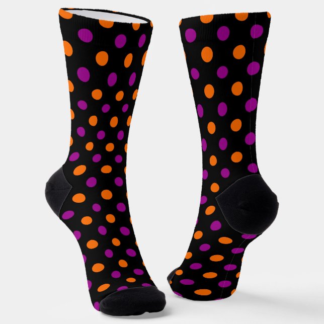 Chaussette Motif à pois orange violet noir (Angulaire)