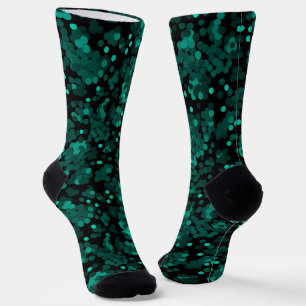 Chaussette Motif à pois vert turquoise sur noir