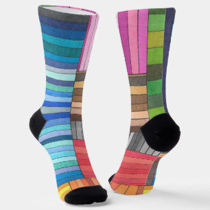 Chaussette Motif à rayures géométriques colorées dans Rainbow