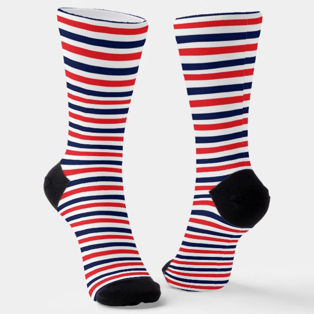 Chaussette Motif à rayures rouge, bleu et blanc (Angulaire)