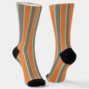 Chaussette Motif à rayures vert, gris et orange