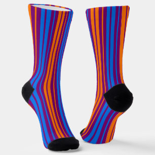 Chaussette Motif à rayures verticales orange bleu violet