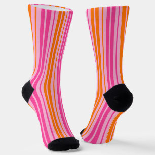 Chaussette Motif à rayures verticales rose et orange