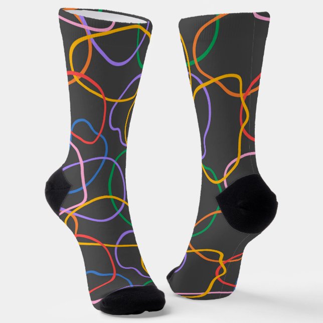 Chaussette Motif Abstrait coloré Wavy Lines (Angulaire)