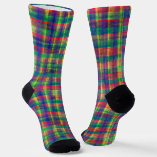 Chaussette Motif Abstrait couleur aquarelle plaid