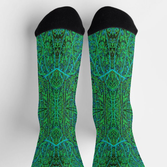 Chaussette Motif abstrait de branche vert citron vert cool (Haut)