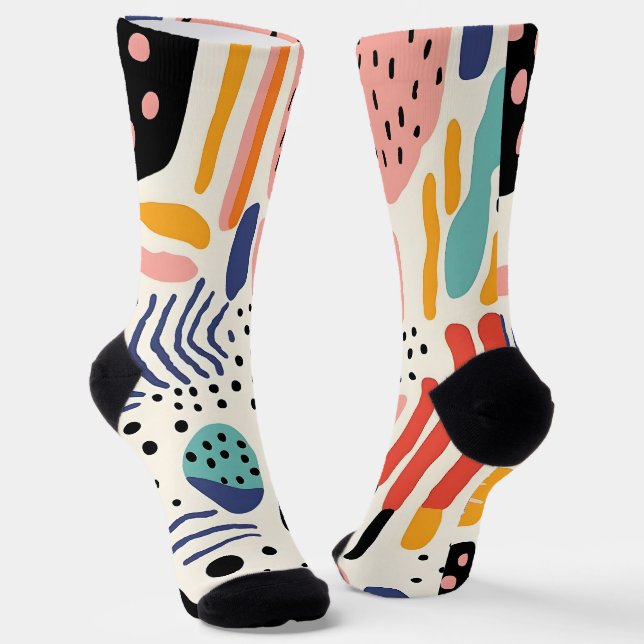Chaussette Motif Abstrait de Formes Organiques Memphis (Angulaire)
