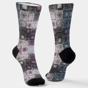 Chaussette Motif Abstrait géométrique avec cubes filaires