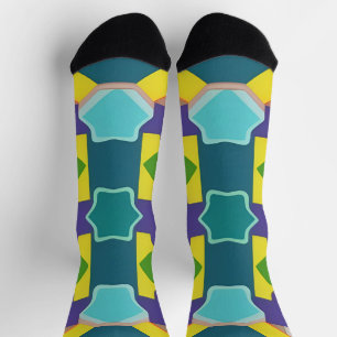 Chaussette Motif Abstrait Géométrique Coloré
