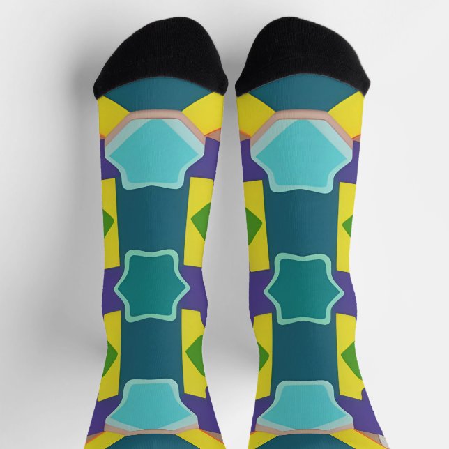 Chaussette Motif Abstrait Géométrique Coloré (Haut)