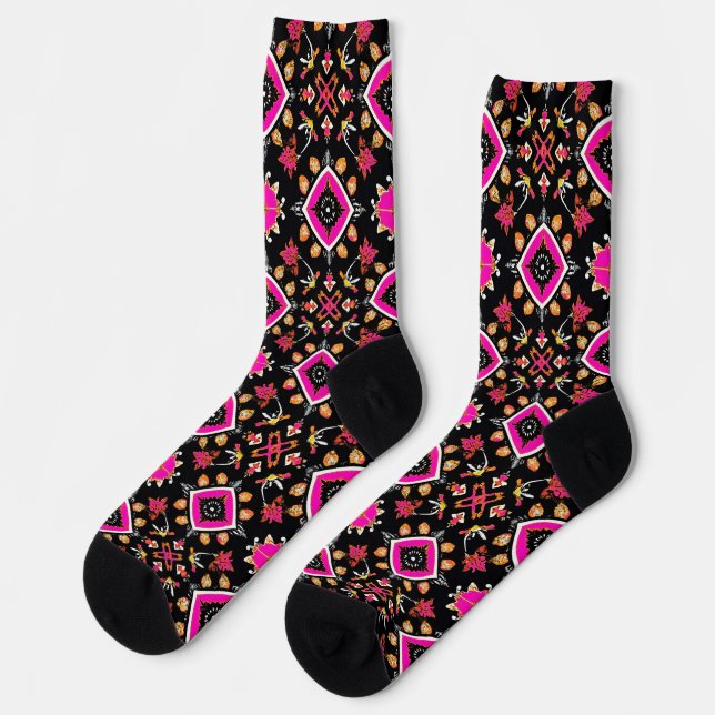 Chaussette Motif Abstrait Géométrique Multicolore Vibrant (Gauche)