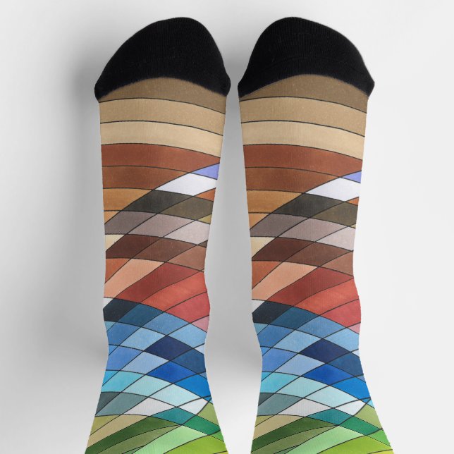 Chaussette Motif abstrait géométrique peint à la main (Haut)