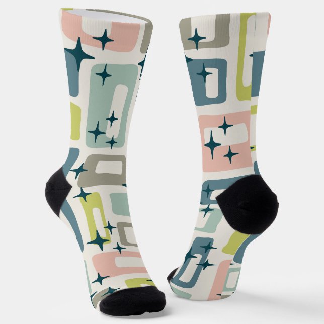 Chaussette Motif Abstrait moderne rétro du milieu du siècle (Angulaire)