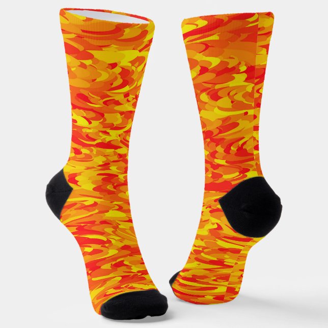 Chaussette Motif Abstrait Orange Jaune (Angulaire)