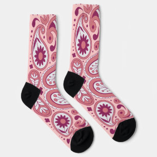 Chaussette Motif Abstrait Paisley en dentelle rose Fleurs