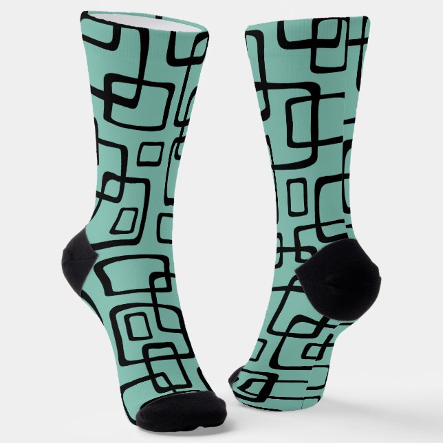 Chaussette Motif Abstrait Rétro Milieu de Siècle Moderne (Angulaire)