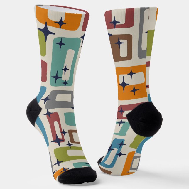 Chaussette Motif Abstrait Rétro Moderne du Milieu du Siècle (Angulaire)