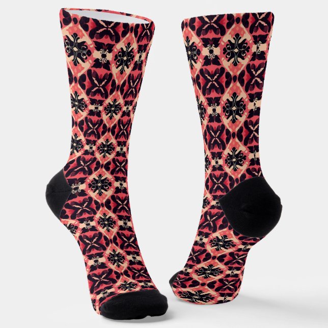 Chaussette Motif Abstrait rose orange (Angulaire)