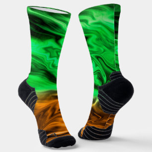 Chaussette motif Abstrait tacheté en vert orange s
