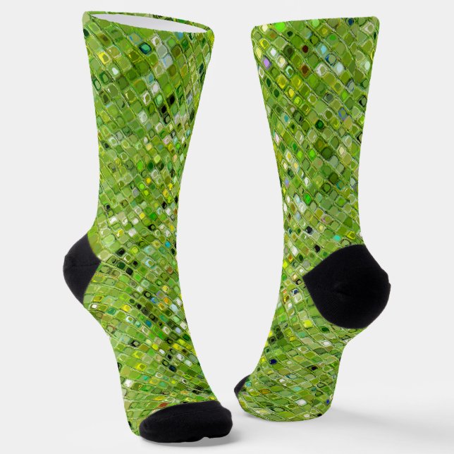 CHAUSSETTE MOTIF ABSTRAIT VERT (Angulaire)