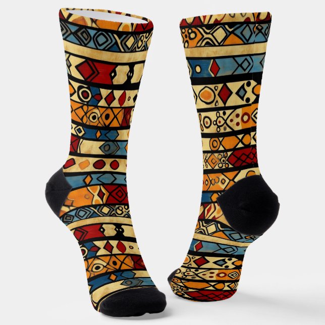 Chaussette Motif africain Abstrait coloré (Angulaire)