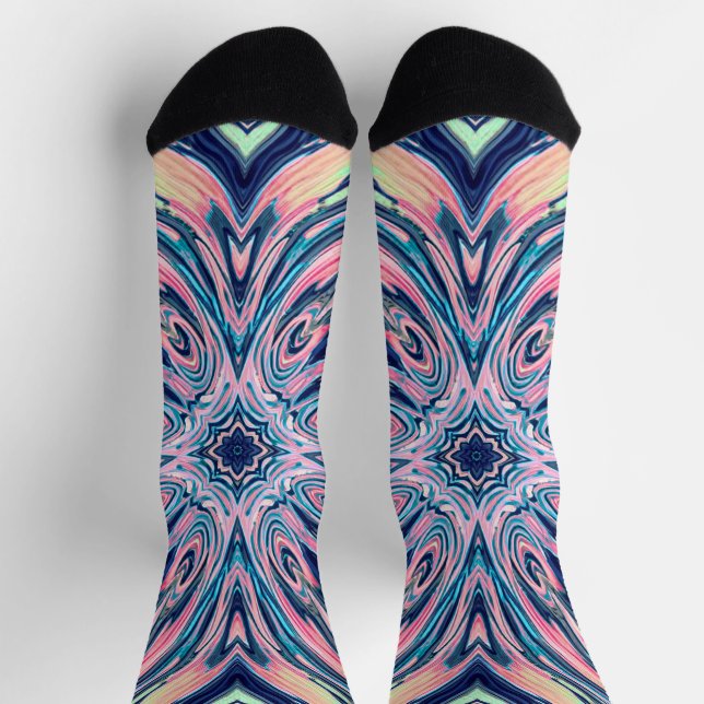 Chaussette motif agate de corail océanique (Haut)