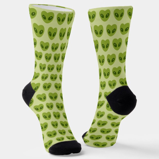 Chaussette Motif Alien en forme de coeur vert mou (Angulaire)