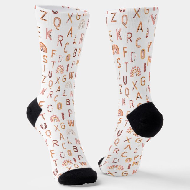 Chaussette Motif Alphabet arc-en-ciel amusant (Angulaire)