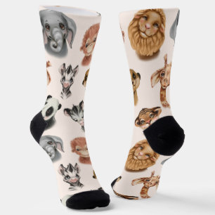 Chaussette Motif Animaux de Safari de la Jungle Mignons