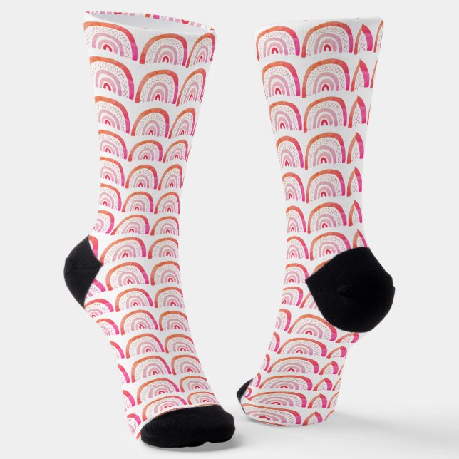 Chaussette Motif arc-en-ciel rose (Angulaire)