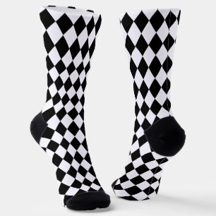 Chaussette Motif arlequin noir et blanc sportif
